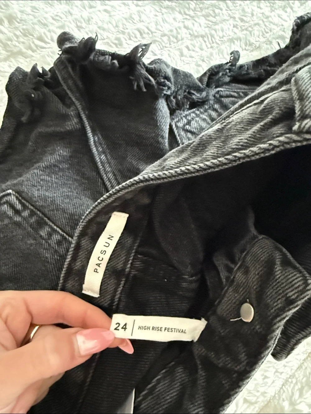 PacSun Black Frayed Denim Shorts